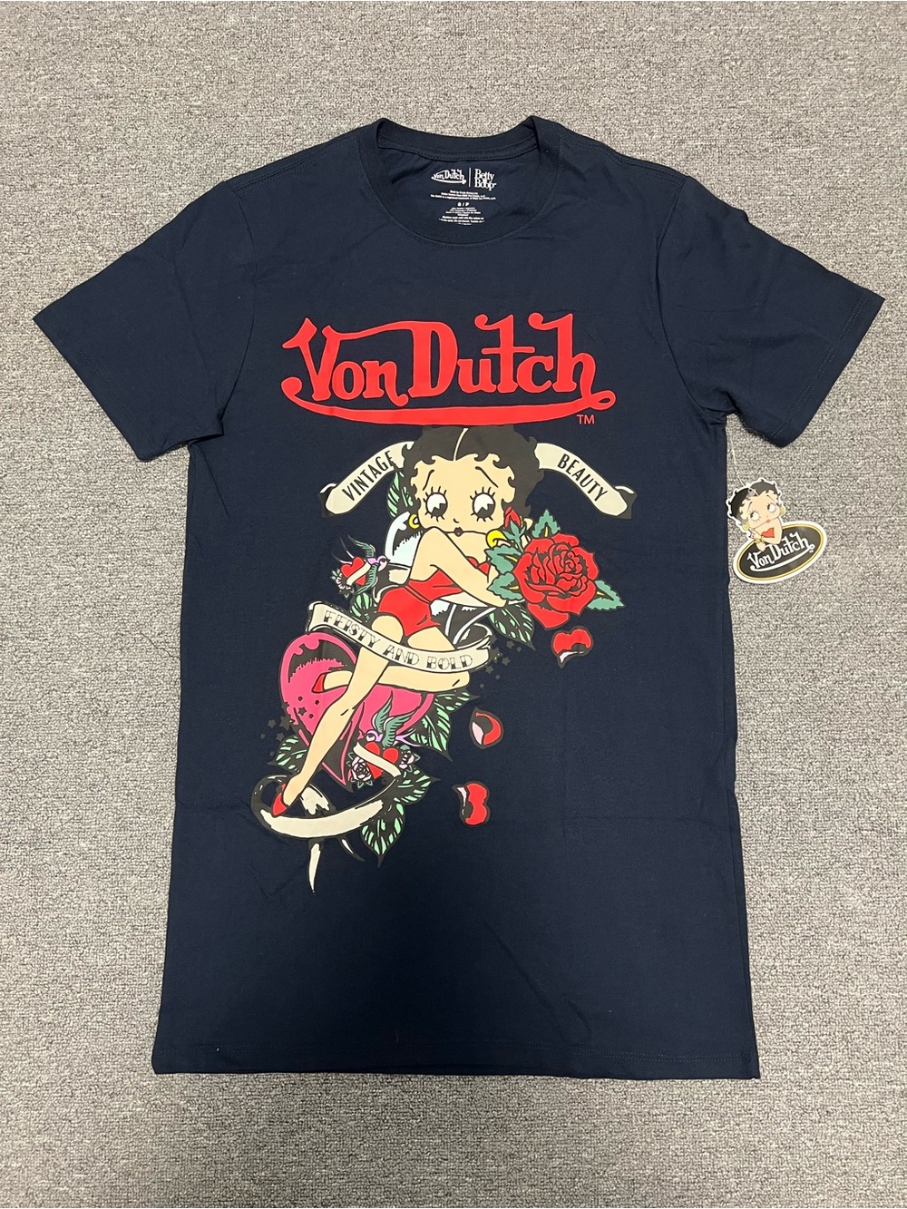 Von Dutch Navy Betty Boop Graphic Tee Women’s S